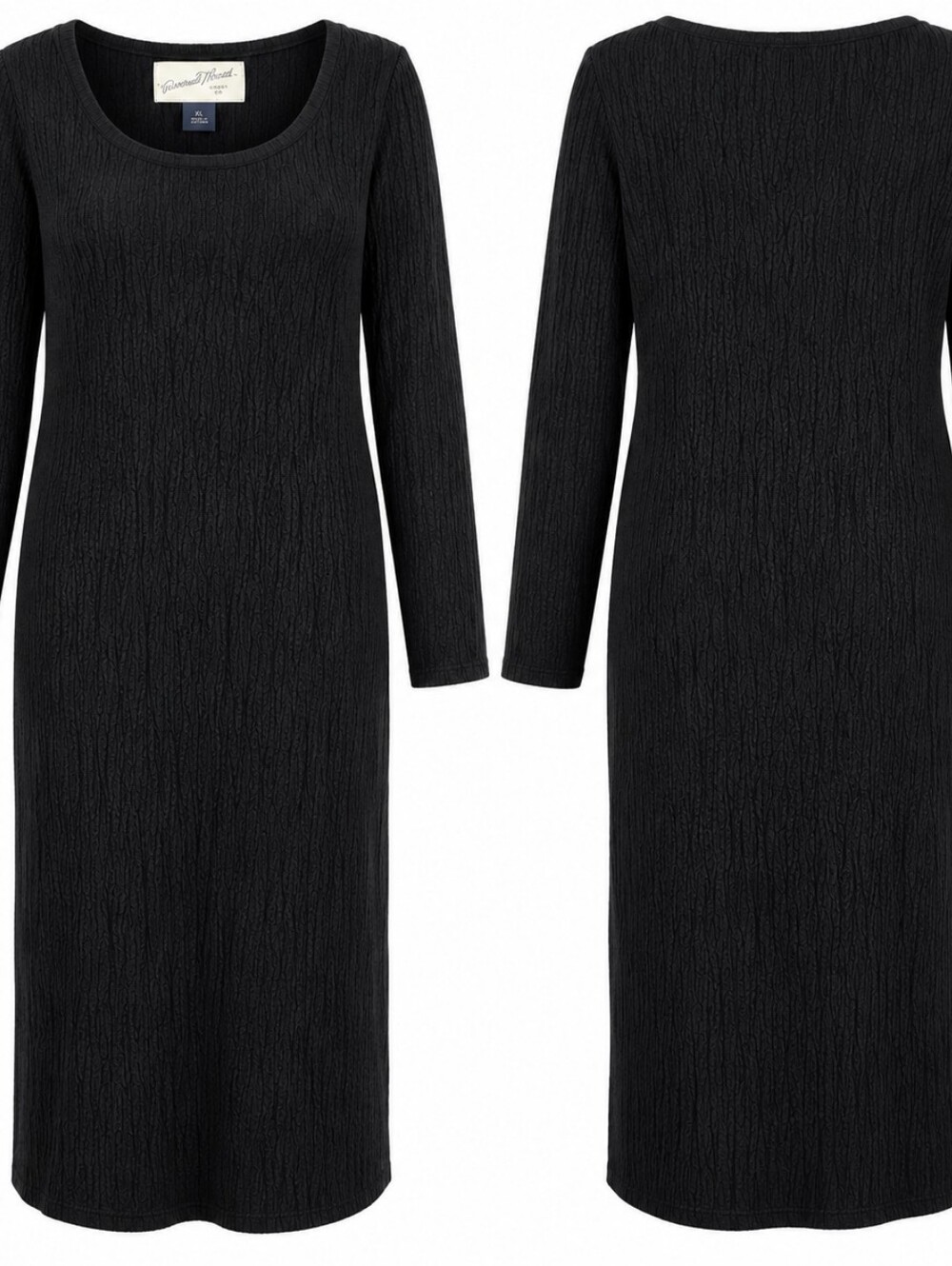 NWT Universal Thread Black Textured Knit Long Sleeve Midi Sweater Dress XL Vampy
